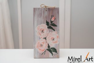 Картичка от дърво - Нежни рози